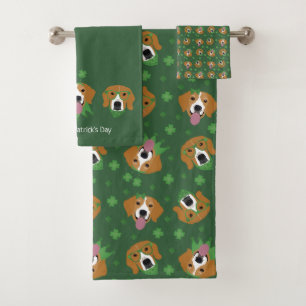 Happy St Patricks Day Beagle Hunde Badhandtuch Set