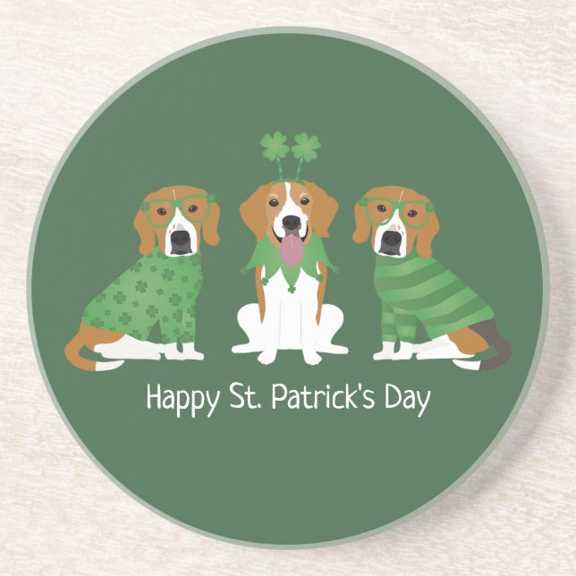 Happy St Patricks Day Beagle Hunde Getränkeuntersetzer (Vorne)