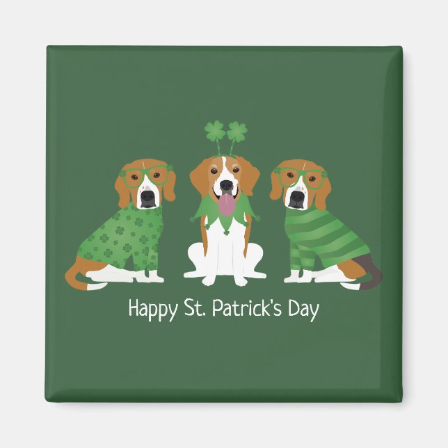Happy St Patricks Day Beagle Hunde Magnet (Vorne)