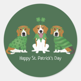 Happy St Patricks Day Beagle Hunde Runder Aufkleber