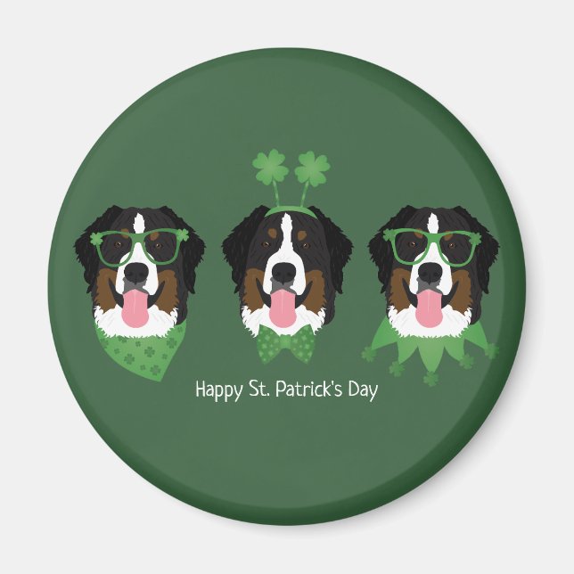 Happy St Patricks Day Bernese Mountain Hunde Magnet (Vorne)