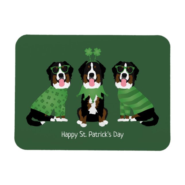 Happy St Patricks Day Bernese Mountain Hunde Magnet (Horizontal)