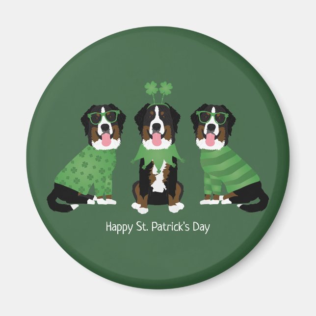 Happy St Patricks Day Bernese Mountain Hunde Magnet (Vorne)