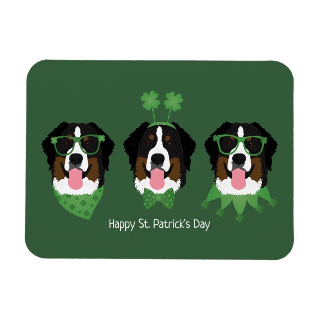 Happy St Patricks Day Bernese Mountain Hunde Magnet (Horizontal)