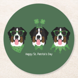 Happy St Patricks Day Bernese Mountain Hunde Runder Pappuntersetzer