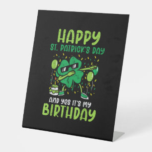 Happy St Patricks Day Birthday Kleeblatt Dab Bday Sockelschild