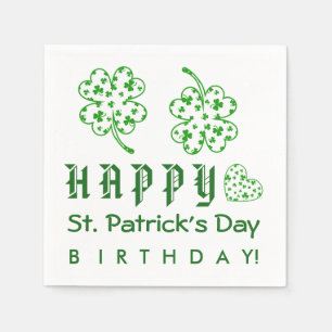 Happy St. Patrick's Day Birthday Kleeblatts A03A Serviette