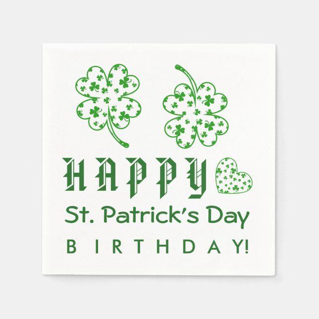Happy St. Patrick's Day Birthday Kleeblatts A03A Serviette (Vorderseite)