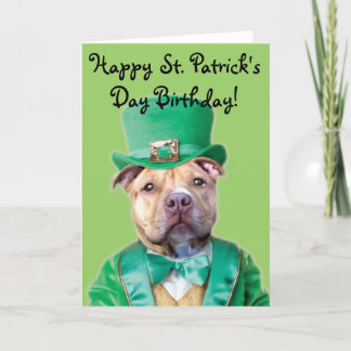 Happy St. Patrick's Day Birthday Pitbull Karte