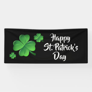 Happy St Patricks Day Black Green Kleeblatt Party Banner