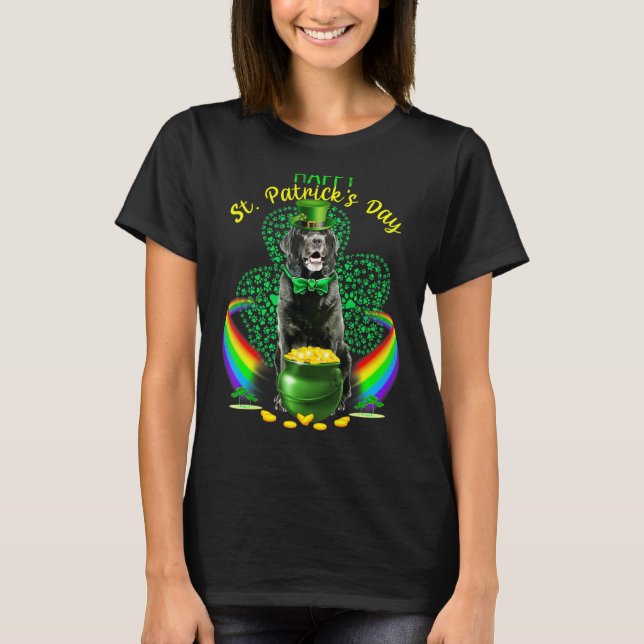 Happy St Patricks Day Black Lab Leprechaun Hat Sha T-Shirt (Vorderseite)