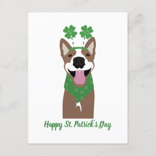 Happy St Patricks Day Brown Dog Green Postkarte