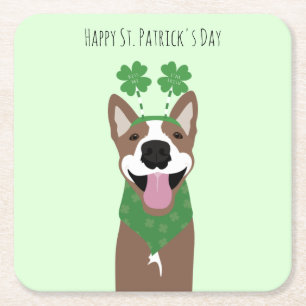 Happy St Patricks Day Brown Dog Green Rechteckiger Pappuntersetzer