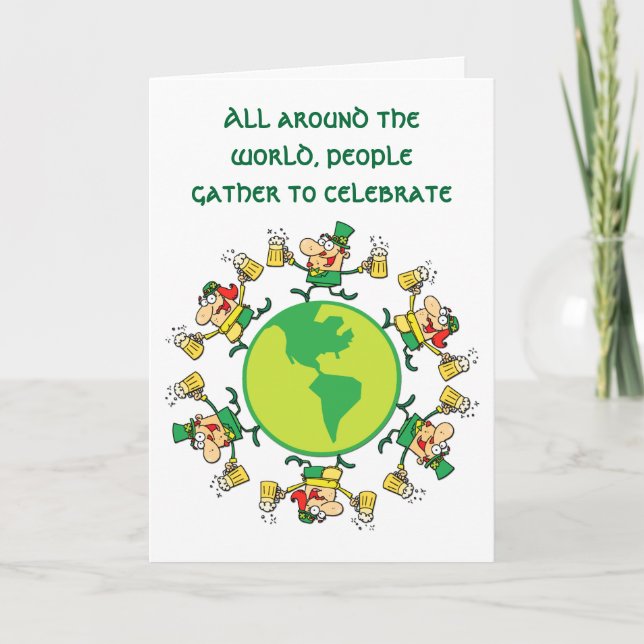 Happy St Patrick's Day Card: Kobobolden mit Bier Karte (Vorderseite)