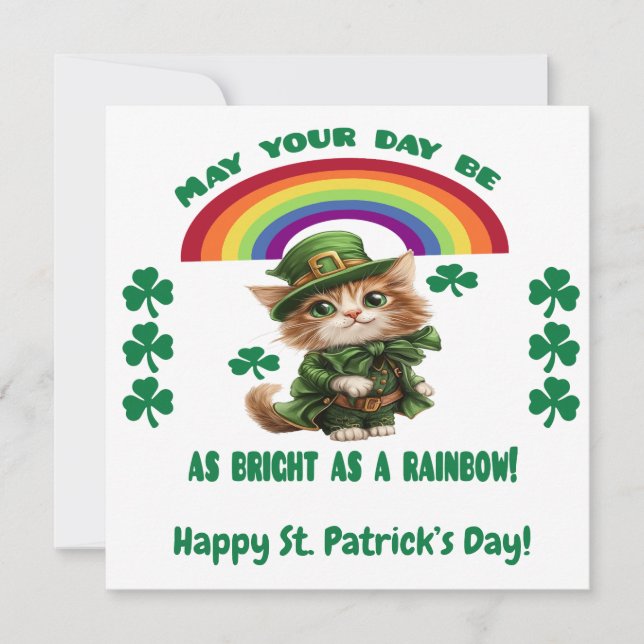 Happy St. Patrick's Day Card | Leprechaun Cat Feiertagskarte (Vorderseite)