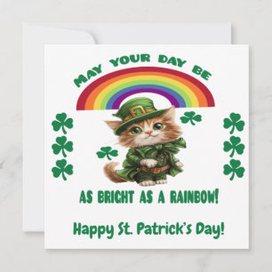 Happy St. Patrick's Day Card Leprechaun Cat Feiertagskarte