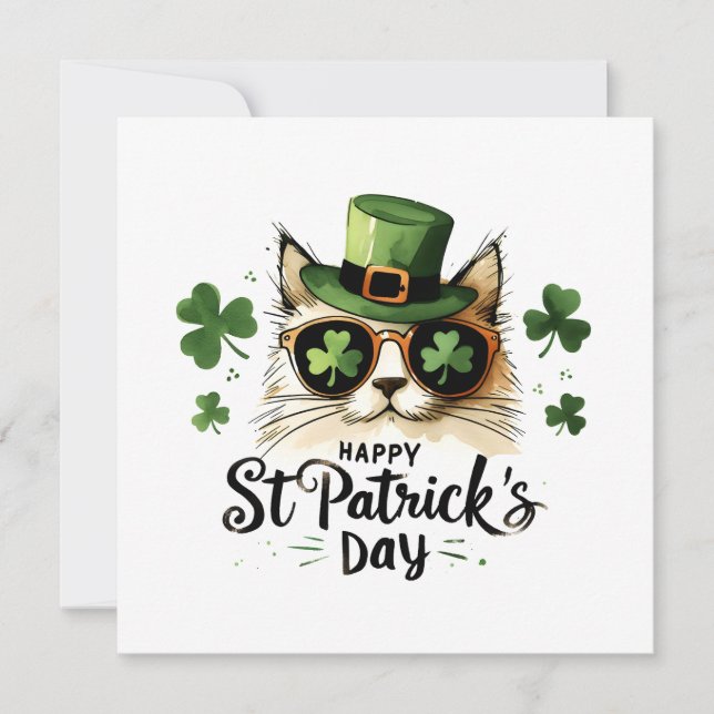 Happy St. Patrick's Day Cat Feiertagskarte (Vorderseite)