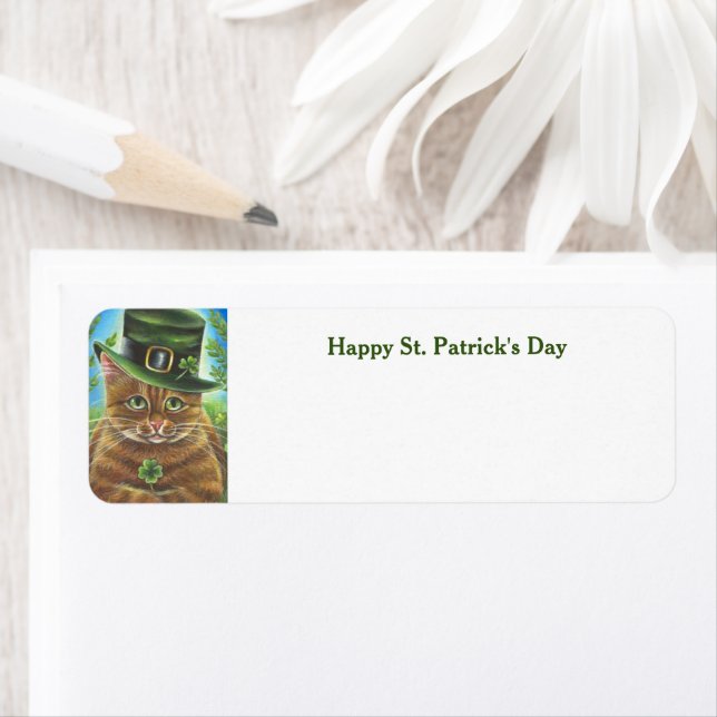 Happy St. Patrick's Day Cat Rücksendetikett (Insitu)