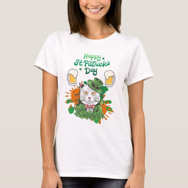 Happy St. Patrick's Day- Cat T-Shirt (Vorderseite)