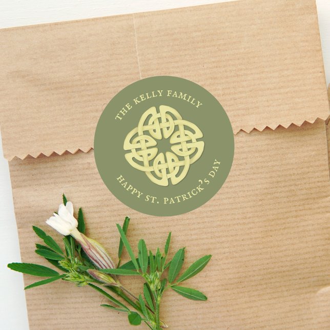 Happy St. Patrick's Day Celtic Cross Custom Runder Aufkleber (Von Creator hochgeladen)