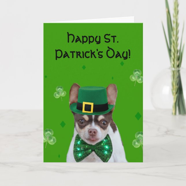 Happy St. Patrick's Day Chihuahua Grußkarte Karte (Vorderseite)