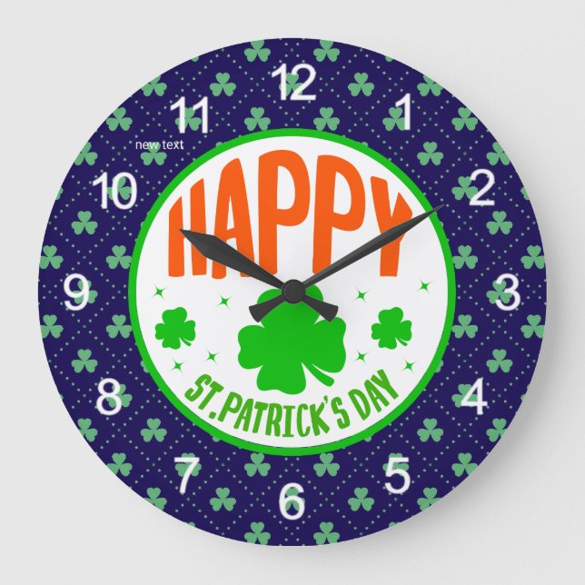 Happy St. Patrick's Day Circle Design-63501 Große Wanduhr (Vorderseite)