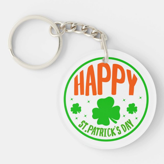 Happy St. Patrick's Day Circle Design-63501 Schlüsselanhänger (Vorderseite)