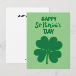 Happy St. Patrick's Day Clover Custom Message Feiertagskarte