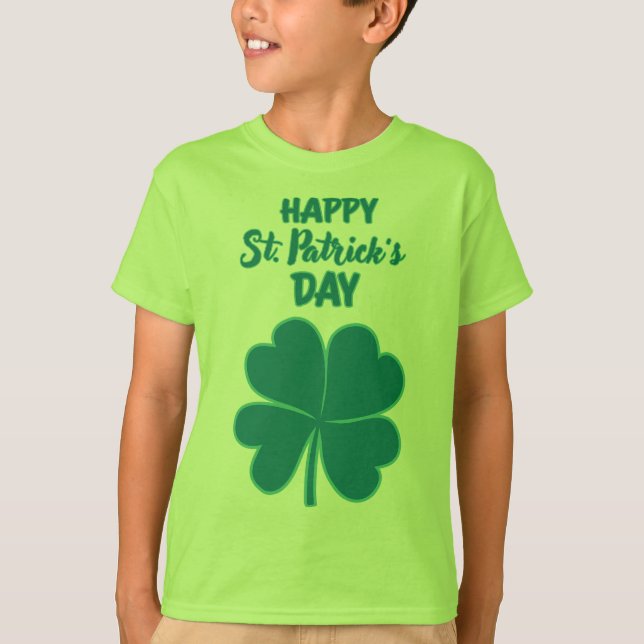 Happy St. Patrick's Day Clover Leaf T-Shirt (Vorderseite)
