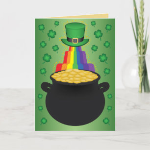 Happy St.Patrick's Day Clover/Rainbow/Pot of Gold Feiertagskarte