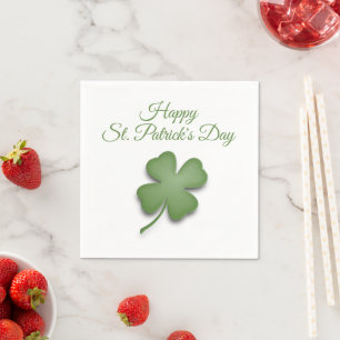 Happy St Patrick's Day Clover Serviette