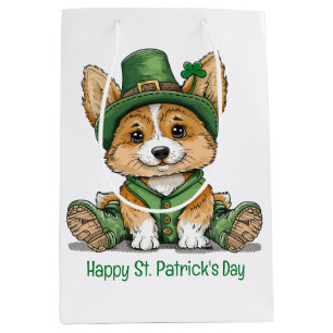 Happy St. Patrick's Day Corgi Dog Mittlere Geschenktüte