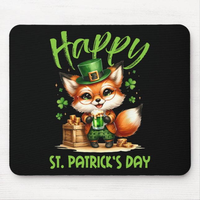 Happy St Patricks Day Costume Outfit Fox Irish Bee Mousepad (Vorne)