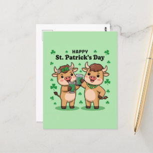 Happy St. Patricks Day Cows Postkarte