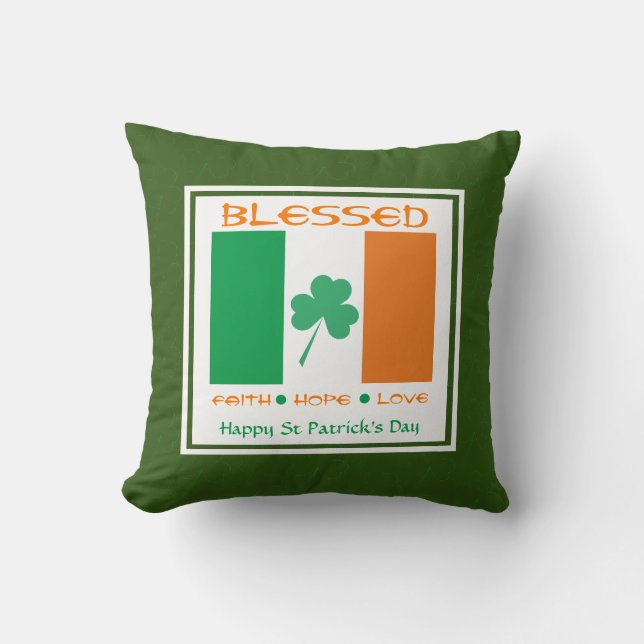HAPPY ST PATRICKS DAY Custom Kleeblatt Irish Kissen (Vorderseite)