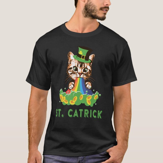 Happy St Patrick's Day Cute Lucky Cat Kitten Irish T-Shirt (Vorderseite)