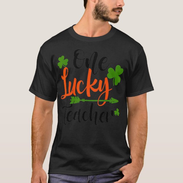 Happy St Patricks Day Cute One Lucky Teacher Rainb T-Shirt (Vorderseite)