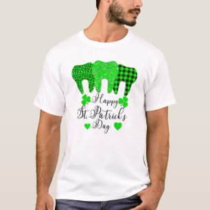 Happy St Patrick's Day Dental Irish Leaf Kariert L T-Shirt