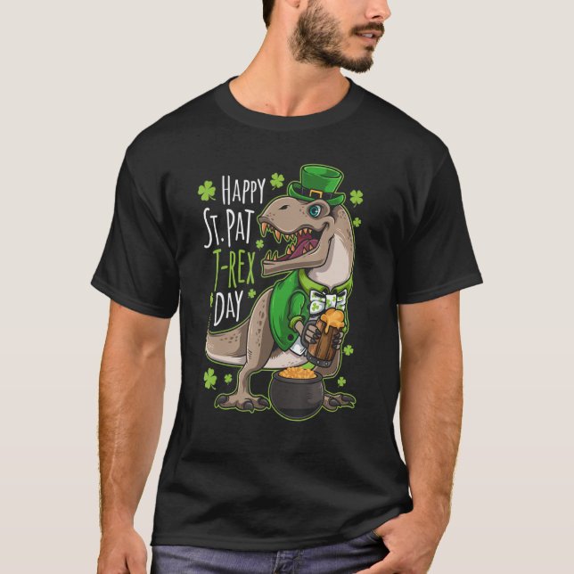 Happy St Patricks Day Dinosaur Dino Saurus Irish S T-Shirt (Vorderseite)