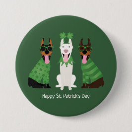 Happy St Patricks Day Dobermann Hunde Button
