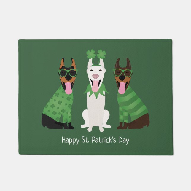Happy St Patricks Day Dobermann Hunde Fußmatte (Vorderseite)