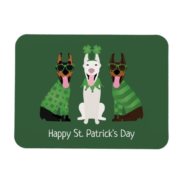 Happy St Patricks Day Dobermann Hunde Magnet (Horizontal)
