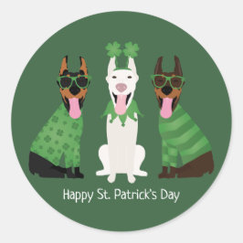 Happy St Patricks Day Dobermann Hunde Runder Aufkleber