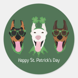 Happy St Patricks Day Dobermann Hunde Runder Aufkleber