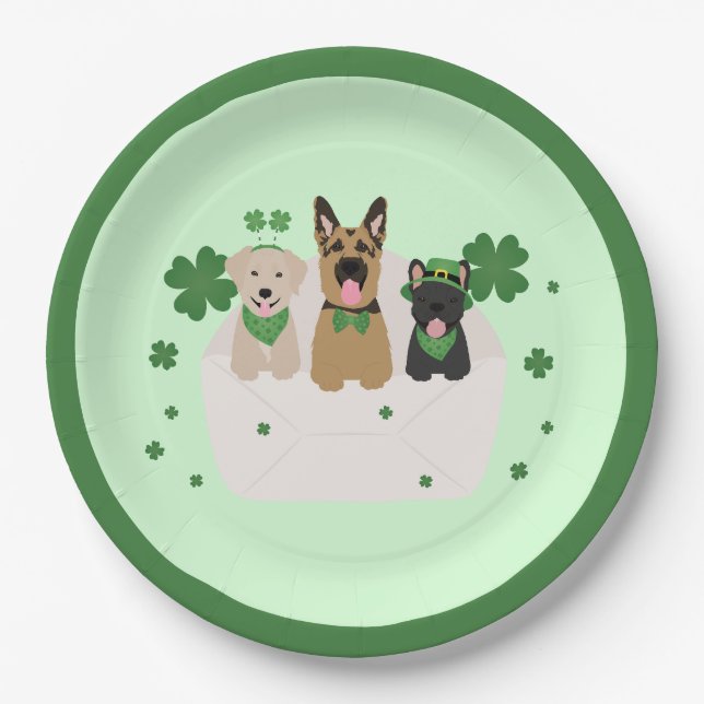 Happy St Patricks Day Dog Mail Pappteller (Vorderseite)