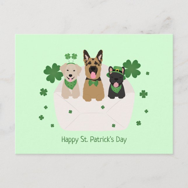 Happy St Patricks Day Dog Mail Postkarte (Vorderseite)