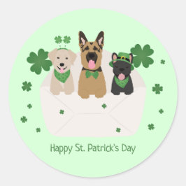 Happy St Patricks Day Dog Mail Runder Aufkleber