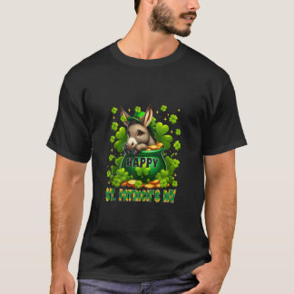 Happy St Patrick's Day Donkey Inside Pot Kleeblatt T-Shirt