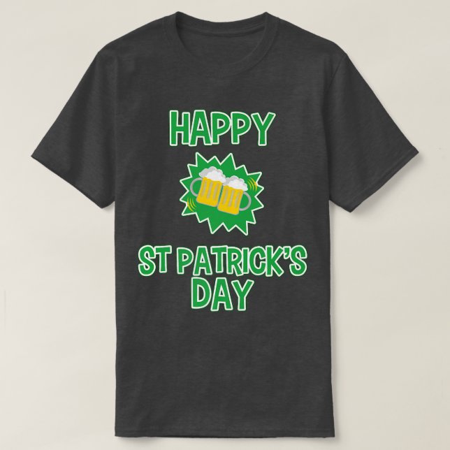 Happy St. Patrick's Day Drinking Beer Celebrate T-Shirt (Design vorne)