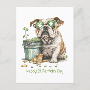 Happy St. Patrick's Day English Bulldog Feiertagspostkarte